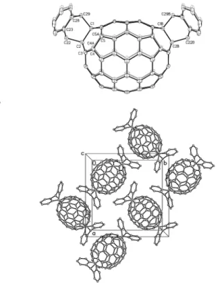 Figure 4. (a)The molecular structure of the C 70  bis-anthracene adduct, 2. 