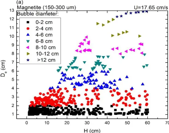 Figure 2.5 (b) illustrates that large bubbles exist in the central region, while small bubbles 