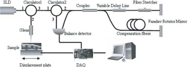 Figure 1. Schematic of the all-ﬁber OCT system.