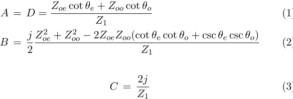 Table 1. Geometrical parameters of band pass element.