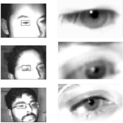 Figure 2. Samples of labeled data set col- col-lected from three subjects (from top) X, Y, and Z, who are at distances 18, 20, and 24 inches away from the display respectively