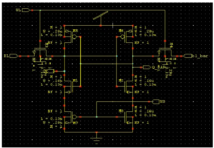 Fig. 3 Conventional 6T SRAM Cell (S-EDIT)   