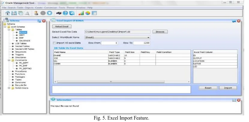 Fig. 5. Excel Import Feature. 