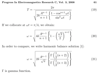 Table 2.Comparison of energy balance frequency with harmonicbalance frequency [1]. (k = 1) example 2.