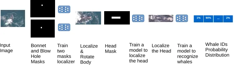 Figure 2.1: The overview of the method: First, two models are trained to localize the bonnetand the blow hole, respectively