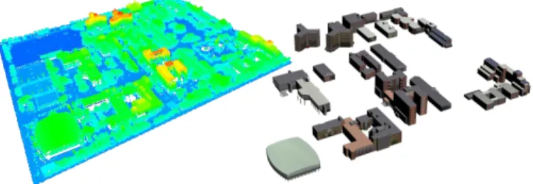 Fig. 16: Cyber campus construction. Left: LiDAR point cloud.