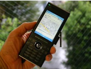 Fig. 2. Example of position sensing application using PlaceEngine WiFi location platform.