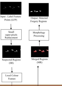 Fig. 3:  Flow chart of the Forgery Region Extraction algorithm 
