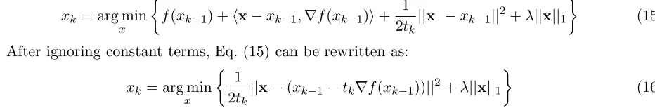 Fig. 1 that there is a threshold τthe global minimum. Whenlog-sum. When y < τlog-sum, then 0 is the value of x corresponding to y > τlog-sum, the local minimum and zero values need to be compared.For the non-convex problem, if the contraction rule of the ISTA algorithm is directly adopted,
