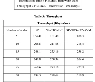 Table 3:  Throughput 