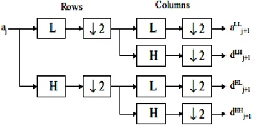 Fig 2 the original image and 1-level wavelet decomposition image of rose‟s image 