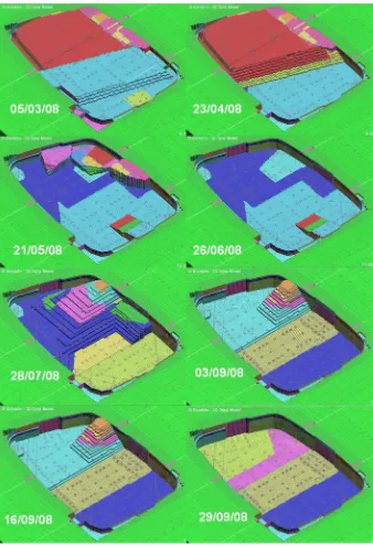 Fig. 10. Modelled construction sequence in LS-DYNA e comparison of Table 3 and Fig. 6 (date: DD/MM/YY).