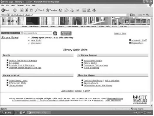 Figure 1. Library homepage 2007.