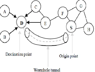 Fig. 1  Wormhole attack in a network 