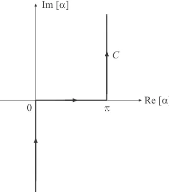 Figure 3. The integration path C in the complex α-plane.