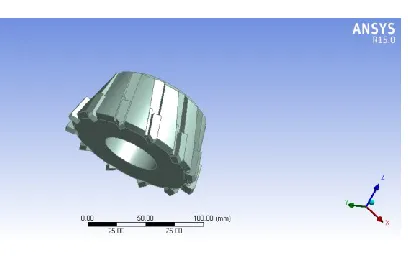 Figure below shows the meshed model of the multi point cutting tool. 