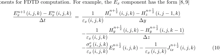 Table 1. FDTD coding parameters for OUT.