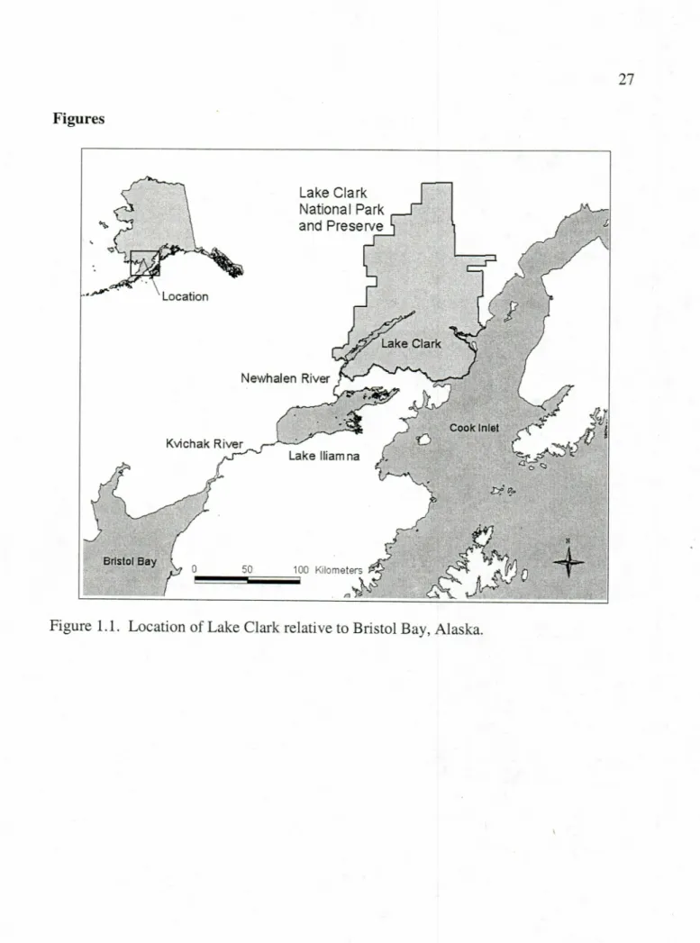 Figure  1 . 1 .  Location of Lake  Clark relative to Bristol Bay, Alaska.