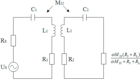 Figure 4. Equivalent circuit of MCRWPT system with relay coil converting to two-coil MCRWPTsystem.