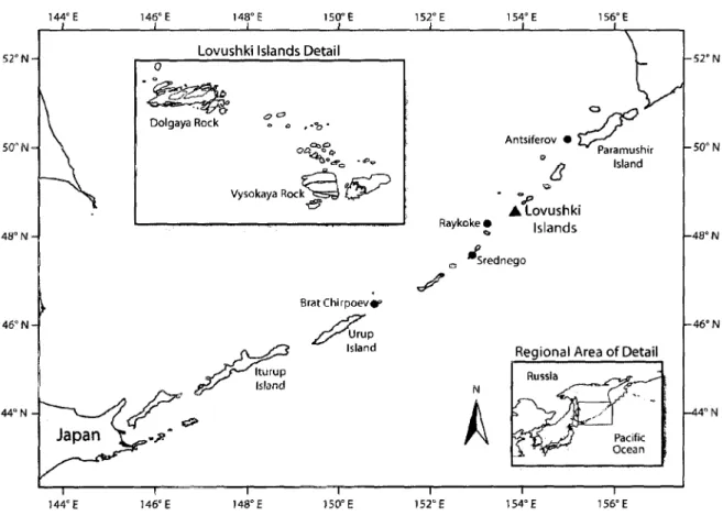 Figure 2. Location o f  the Lovushki Islands study site (filled triangle).