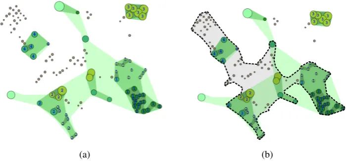 Figure 1. Example forest diagrams. Figure 1(a) shows four numbered forests with stricter and loser extensions.Figure 1(b) shows the overlap with a different deﬁnition of forest