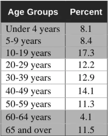 Table 2: Silverton Population Age Distribution – Silverton, Oregon 2007 