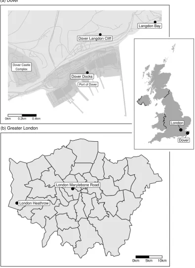 Figure 1: Maps of the study sites with a United Kingdom insert for country-scale context