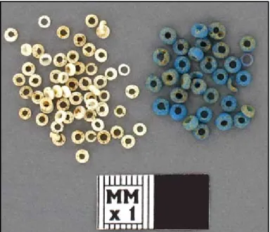 Figure 1.  Blue and white drawn beads from burial.