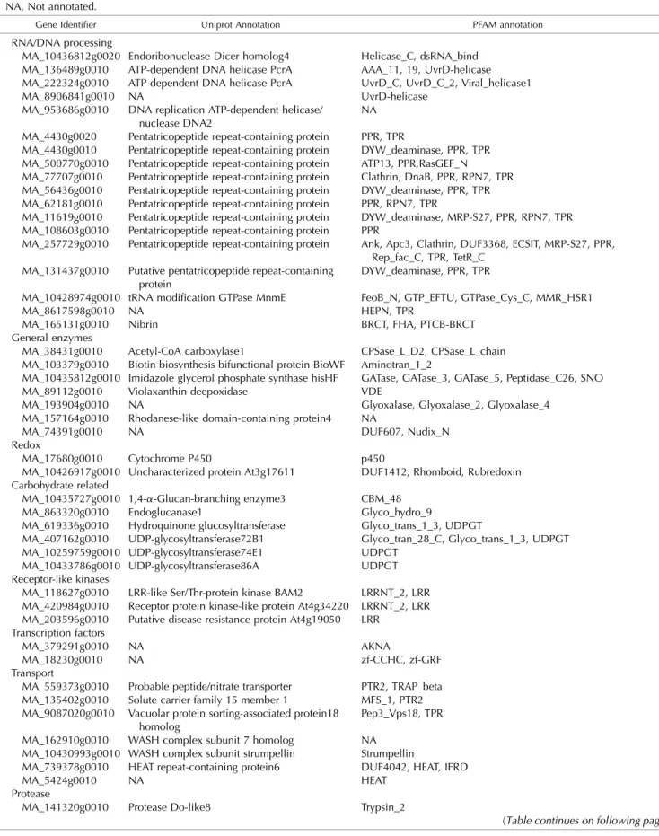 Table 1. Ray-only-expressed genes that have no expression, or have normalized expression level below 1 (VST , 1), in upright tracheids in de- de-veloping xylem of Norway spruce
