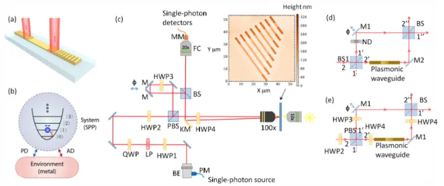 Figure 3.1: Experimental setup for probing the decoherence of single surface plasmon polaritons (SPPs)