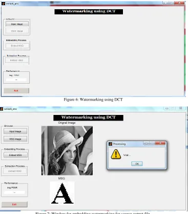 Figure 7: Window for embedding watermarking for source output file. 