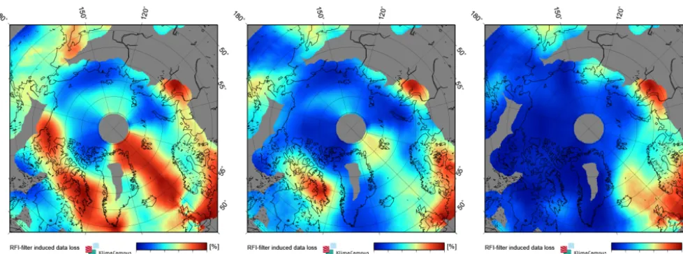 Figure 3. Vertically (V) and horizontally (H) polarized TBs and theﬁrst Stokes parameter as a function of incidence angle calculatedusing a three-layer model for sea ice with a thickness of dice = 1 m,a bulk salinity of Sice = 8 g kg−1, and a bulk ice temperature ofTice = −7◦C.