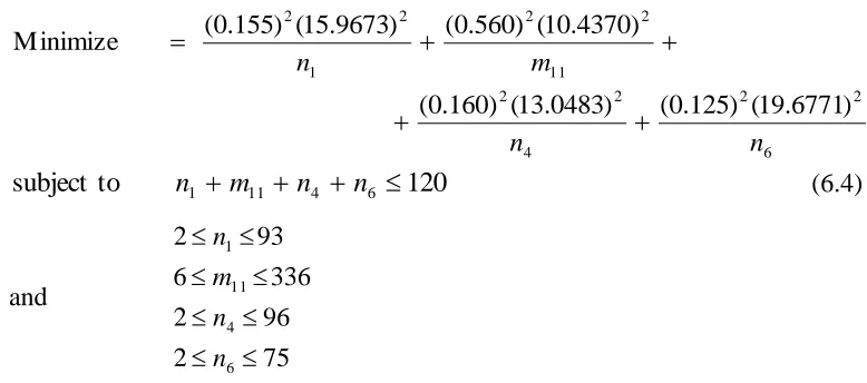 Table 6.12:   Averaged Neyman allocation for n = 120 (Using 