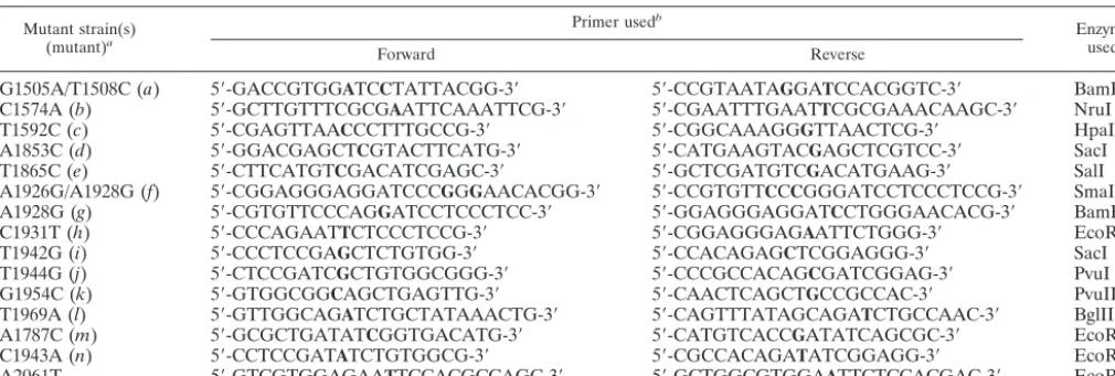 TABLE 1. Artiﬁcial population of CMV RNA 3 marker mutants
