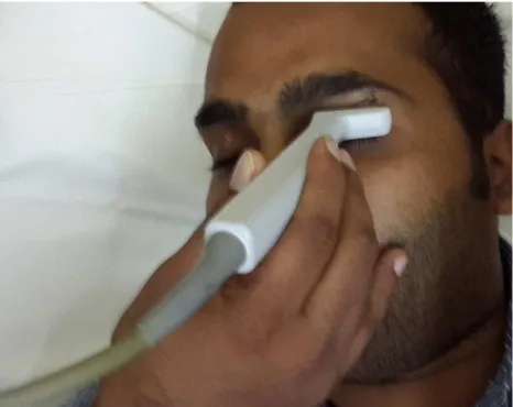 Figure 1: Measurement of Optic Nerve Sheath Diameter using ultrasound 