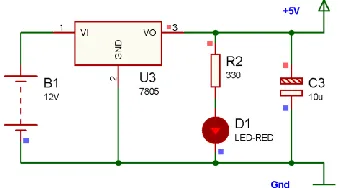 Figure 7. Battery operated +5V power supply  