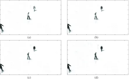 Figure 5. Motion detection results of RGB color image via HQ minimization. (a) Motion detectionresult of R channel