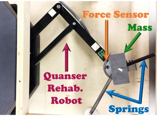 Figure 4.2: The mass-spring array system connected to the 2-DOF planar Quanser rehabilita-tion robot.