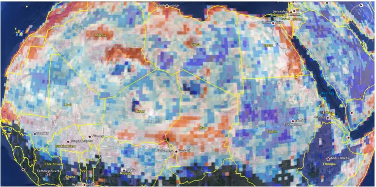 Fig. 6. Overlay of Fig. 3b on Google Earth over North Africa. 