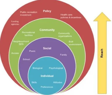 Figure 1.1 Ecological model adapted from Mitchell et al. (2016) & Sallis et al. (2006) 