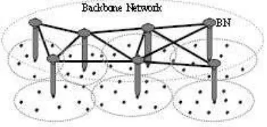 Figure 4.1. Pictorial Representation of an Ad hoc network with a back bone network. 