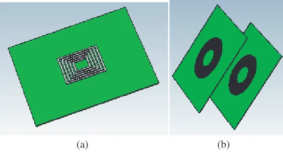 Figure 1.Examples of several magnetic components.(a) A printed inductor and (b) an air coretransformer for inductive power transfer.