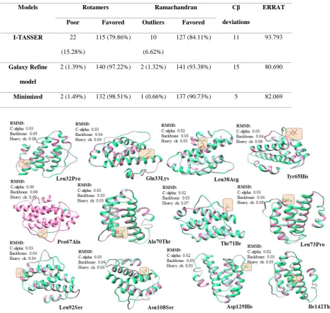 Table 4. IL-2 protein structure validation through Molprobity and ERRAT 