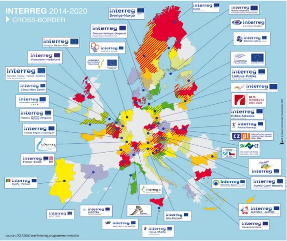 Figure  4  Overview  of  57  cross-border  INTERREG  cooperation  programmes  in  2014- 2014-2020 47