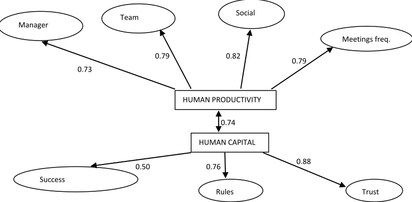 Figure 4. Empirical model between human capital and human productivity in software organization 