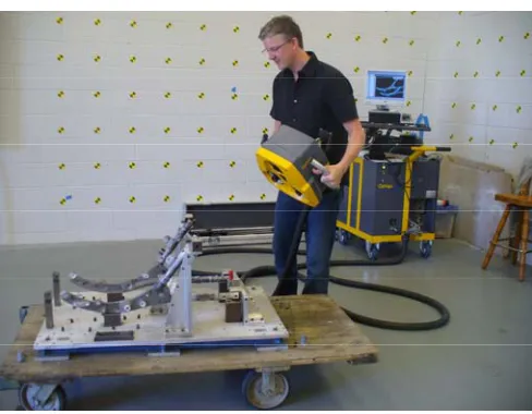 Figure 1. Sample Measurement of Part in Fixture Using 3D Coordinate Metrology 