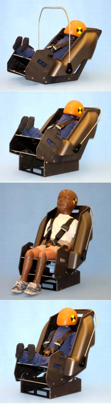 Figures 8 and 9 show the final prototype child restraintsin each of their configurations