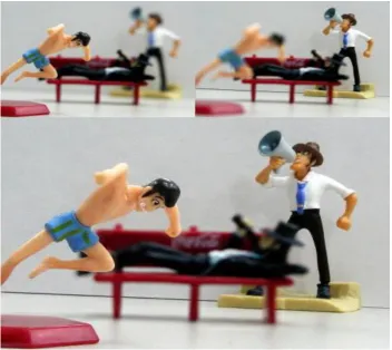 Fig. 1  Example of multi-focused image where top two image has only one toy in focus and bottom image has front most and rear most toy in focus
