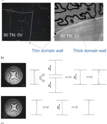 Figure 7. Reverse twist and tilt in a Normally Black TN. (a) Taking care to get precisely 90° between rubbing directions causesone sign of twist