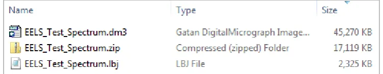 Figure 9.  Example of the original and compressed EELS SI files as seen in Windows File Explorer